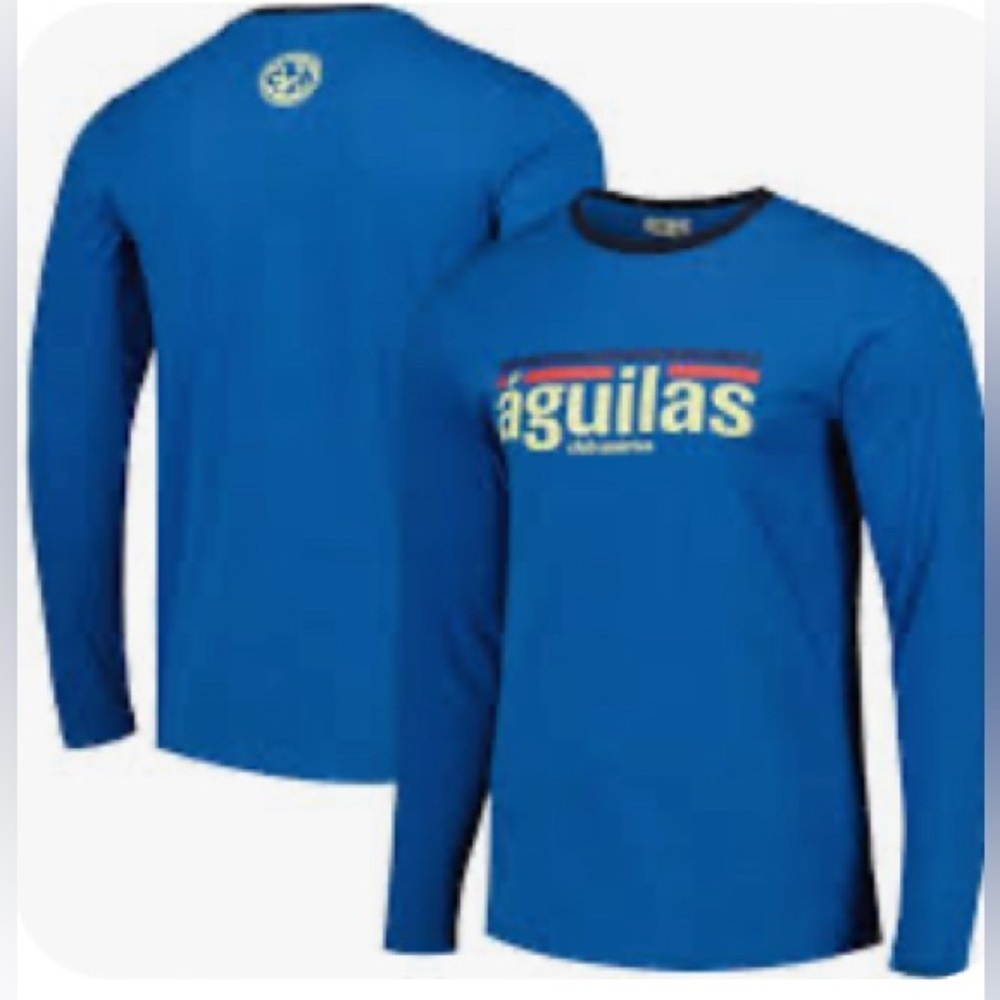 Club America - NEW - Men's Blue Aguilas Slogan Long Sleeve T-Shirt. Large.